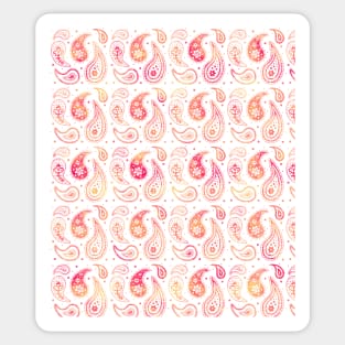 Coral pink orange paisley watercolor pattern Sticker